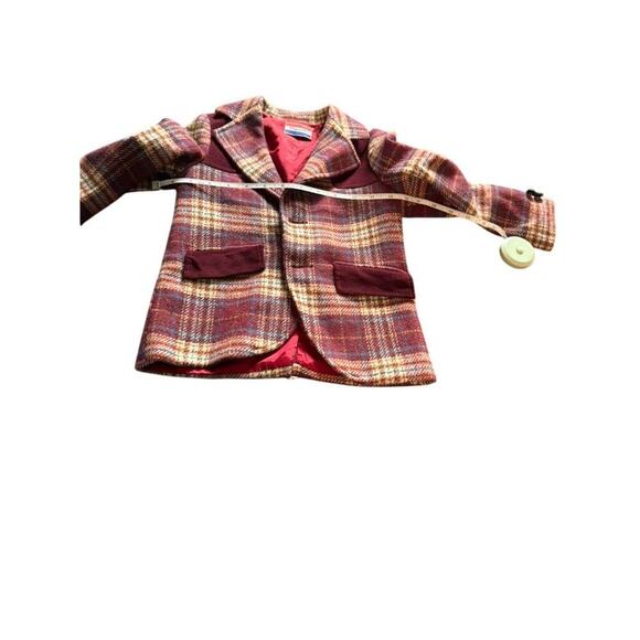 Vintage Elegant Heir Burgundy Wool Plaid Jacket 4/5T - Picture 7 of 9